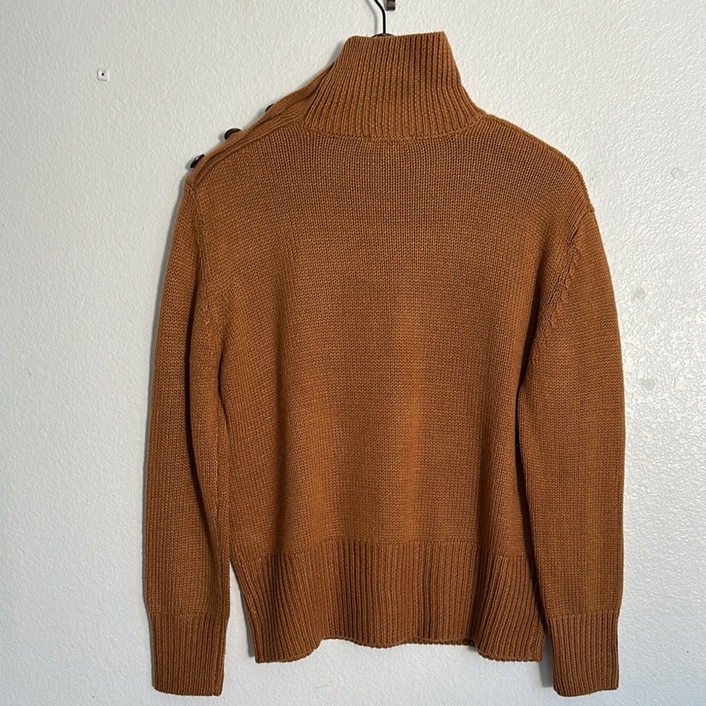 Chic Rust Turtleneck Sweater With Button Accents - image 3